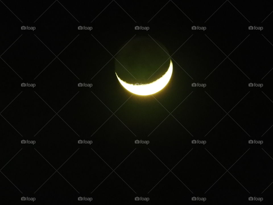 Crescent Moon with Shadow of The Moon 