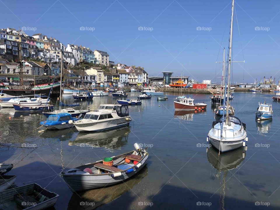 Glorious Sunshine reveals the very beautiful market town and harbor of Brixham.