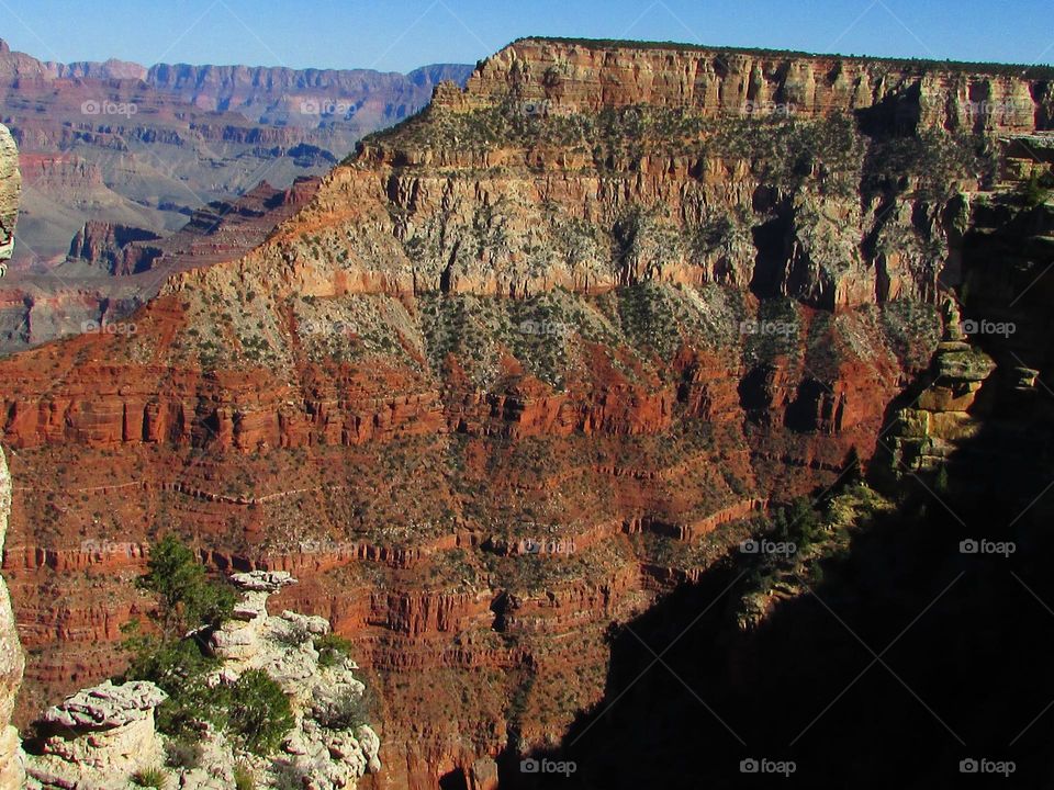 Enjoying the view of the red rocks of the Grand Canyon on a Sunny day