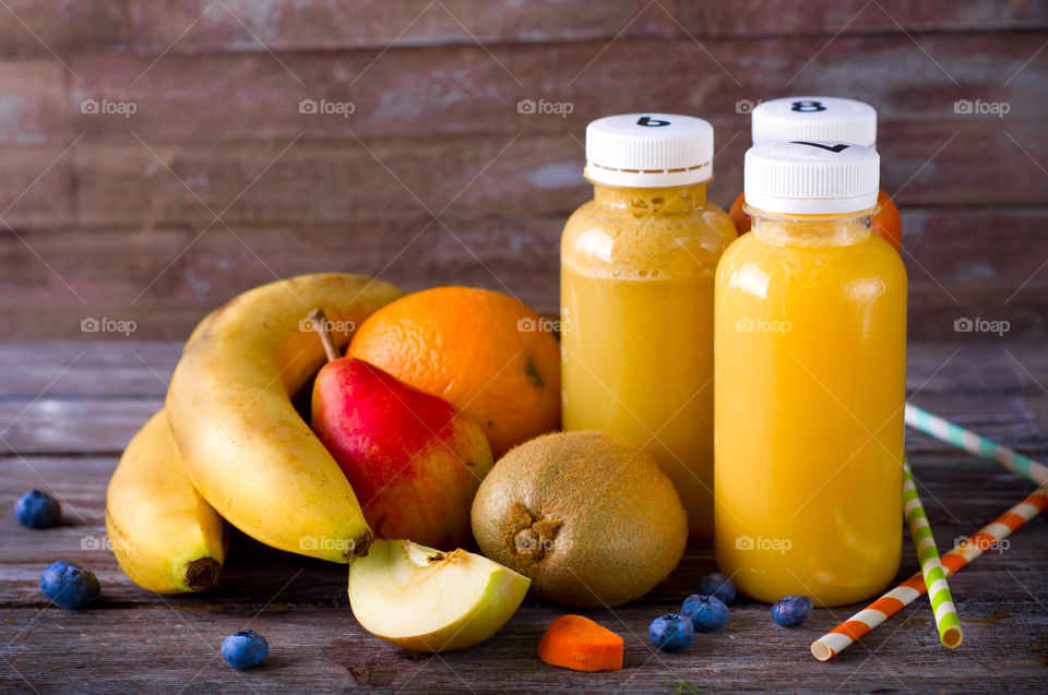 Delicious fruits smoothie in a jar