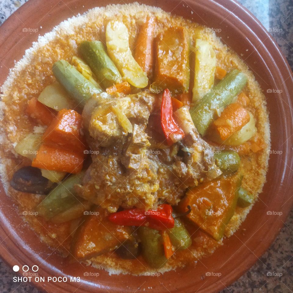 Delicious moroccan food:  the COUSCOUS.