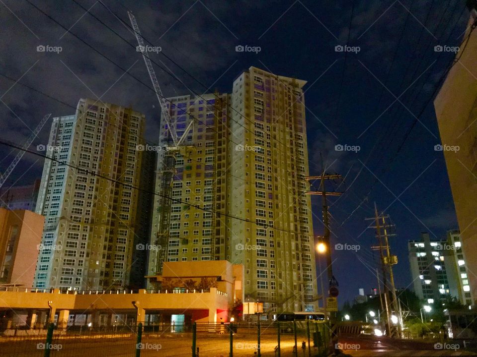 Construction Site View at Night