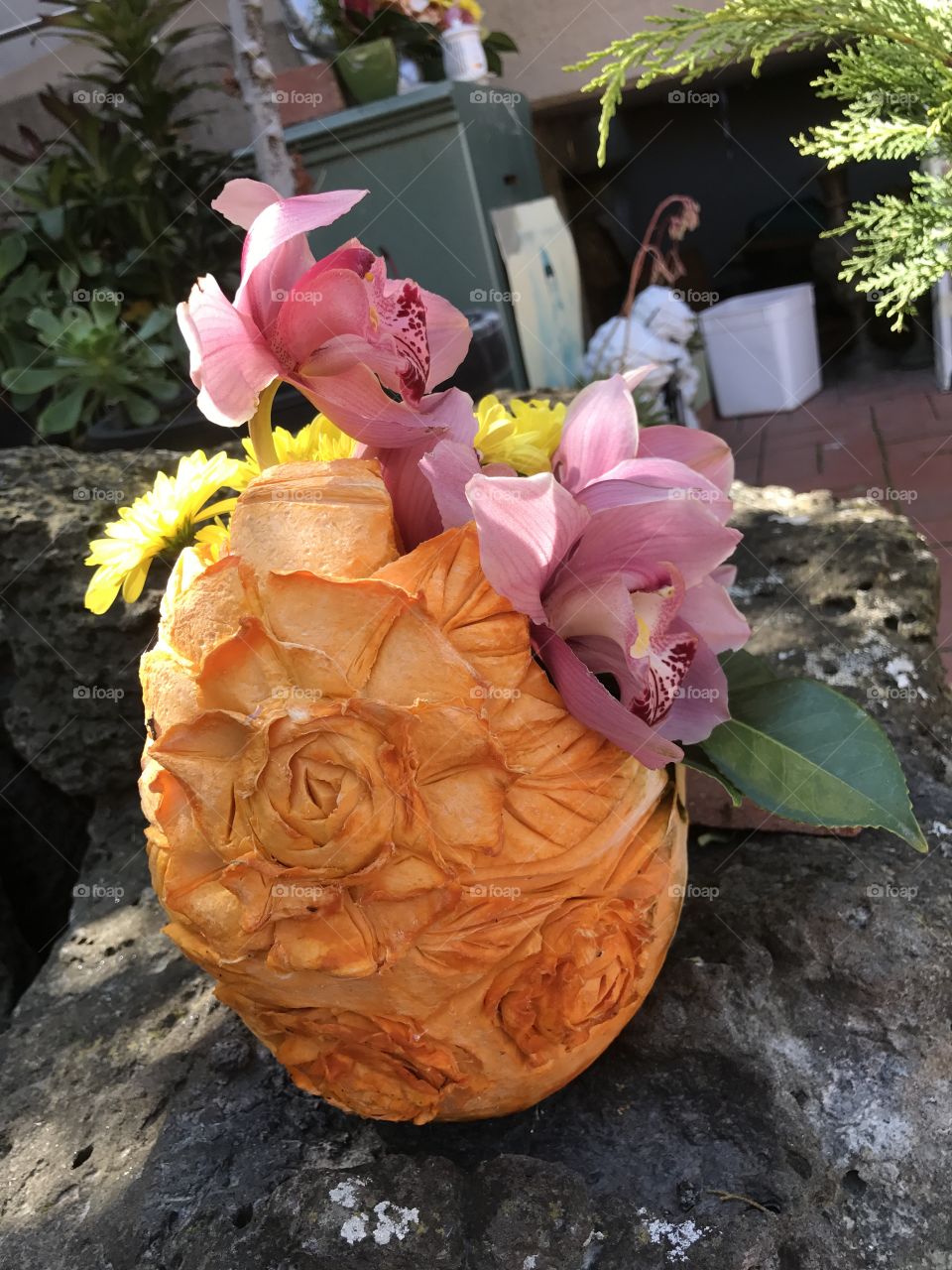 Pumpkin decoration as a vase