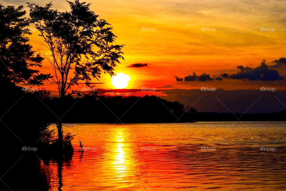 Sunset on the beautiful lake