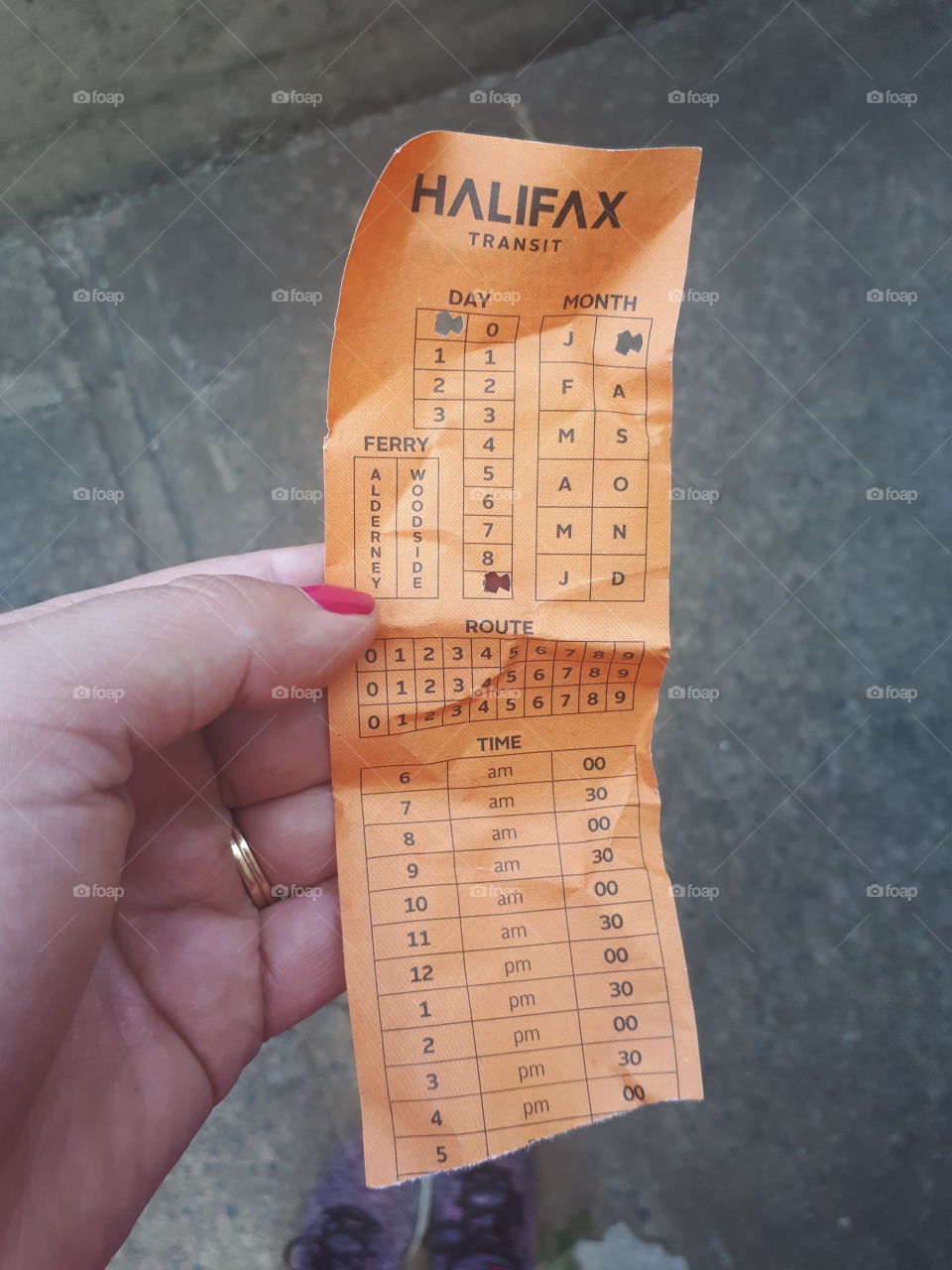Halifax city bus orange transfer ticket