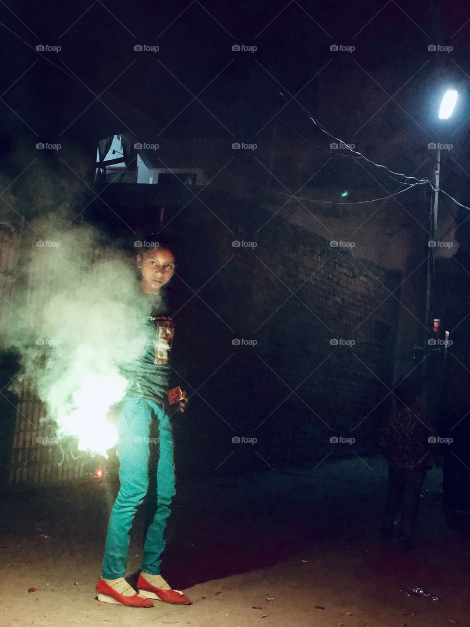 Two kids having fun, Diwali 2018 India, light it up kiddies