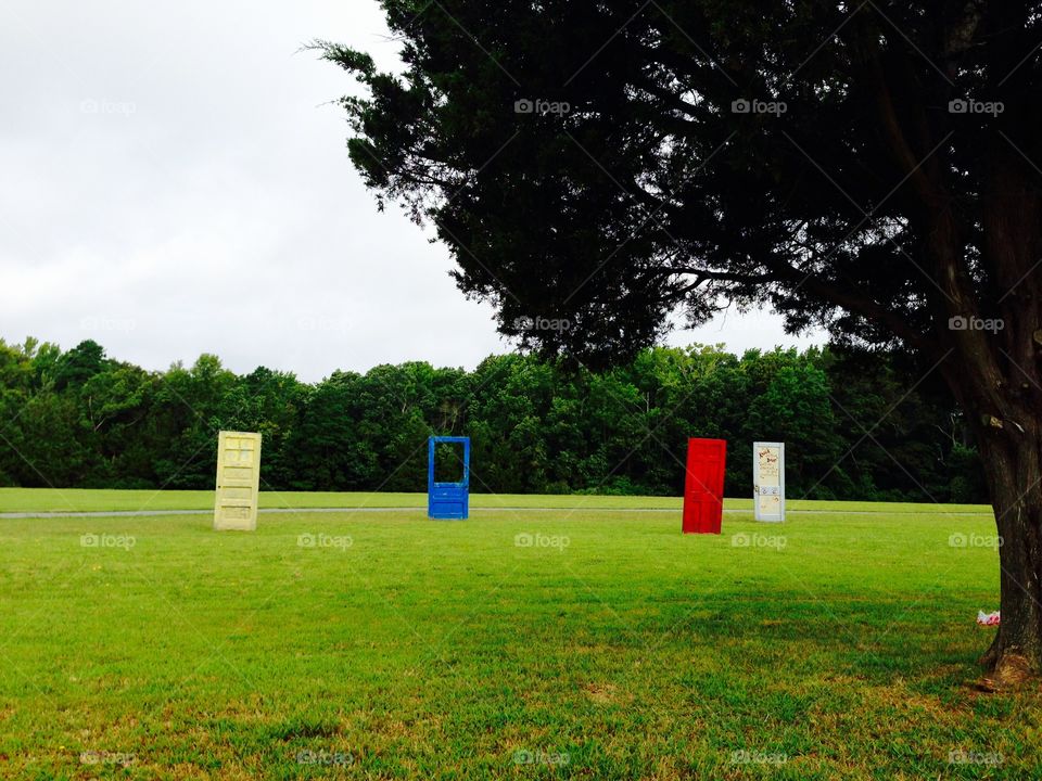 Random doors in a field. Cape May County, New Jersey. 