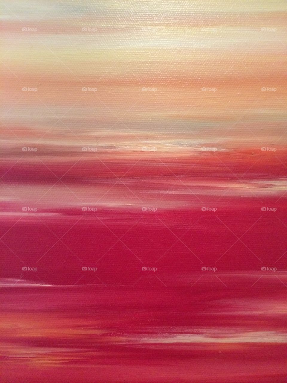 Red Sky of the Orient. Layered painting by a family member, gifted to me, showing a scarlet sky evocative of Asia.