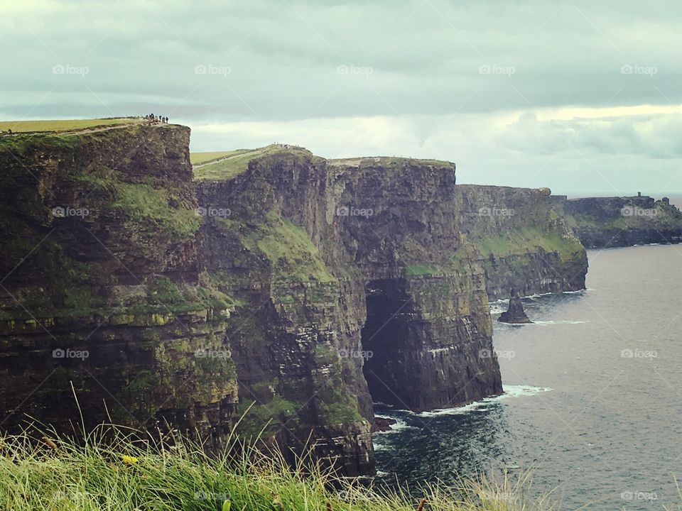 The Cliffs of Moher in Ireland on a cloudy day 