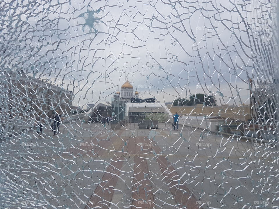 View through broken glass