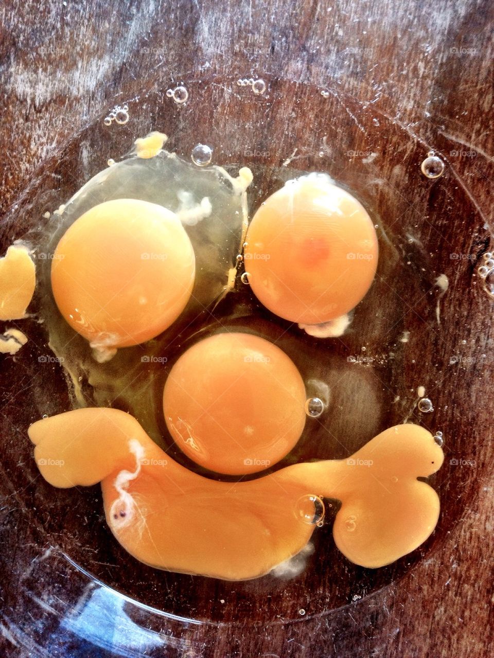 Eggs on glass bowl