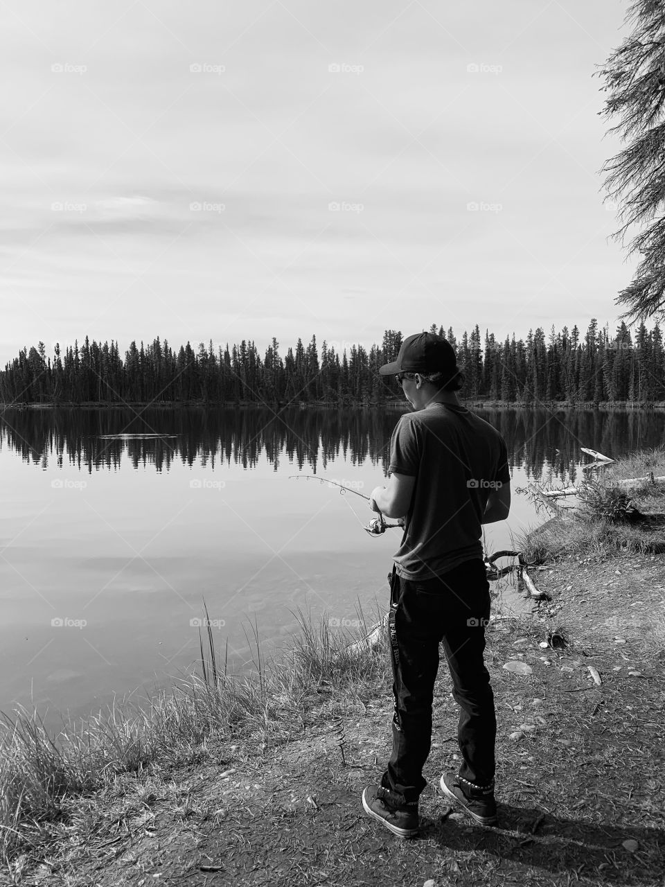 Fishing for supper in the lake 