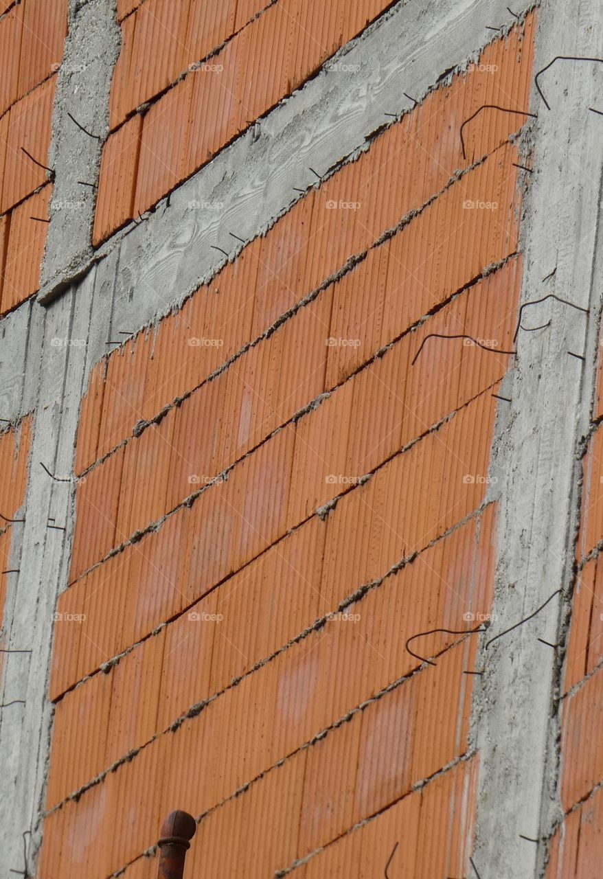 Wall of Orange bricks