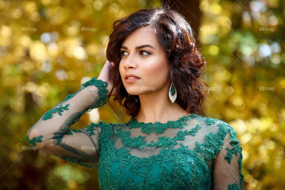 Beautiful Afghani woman in green