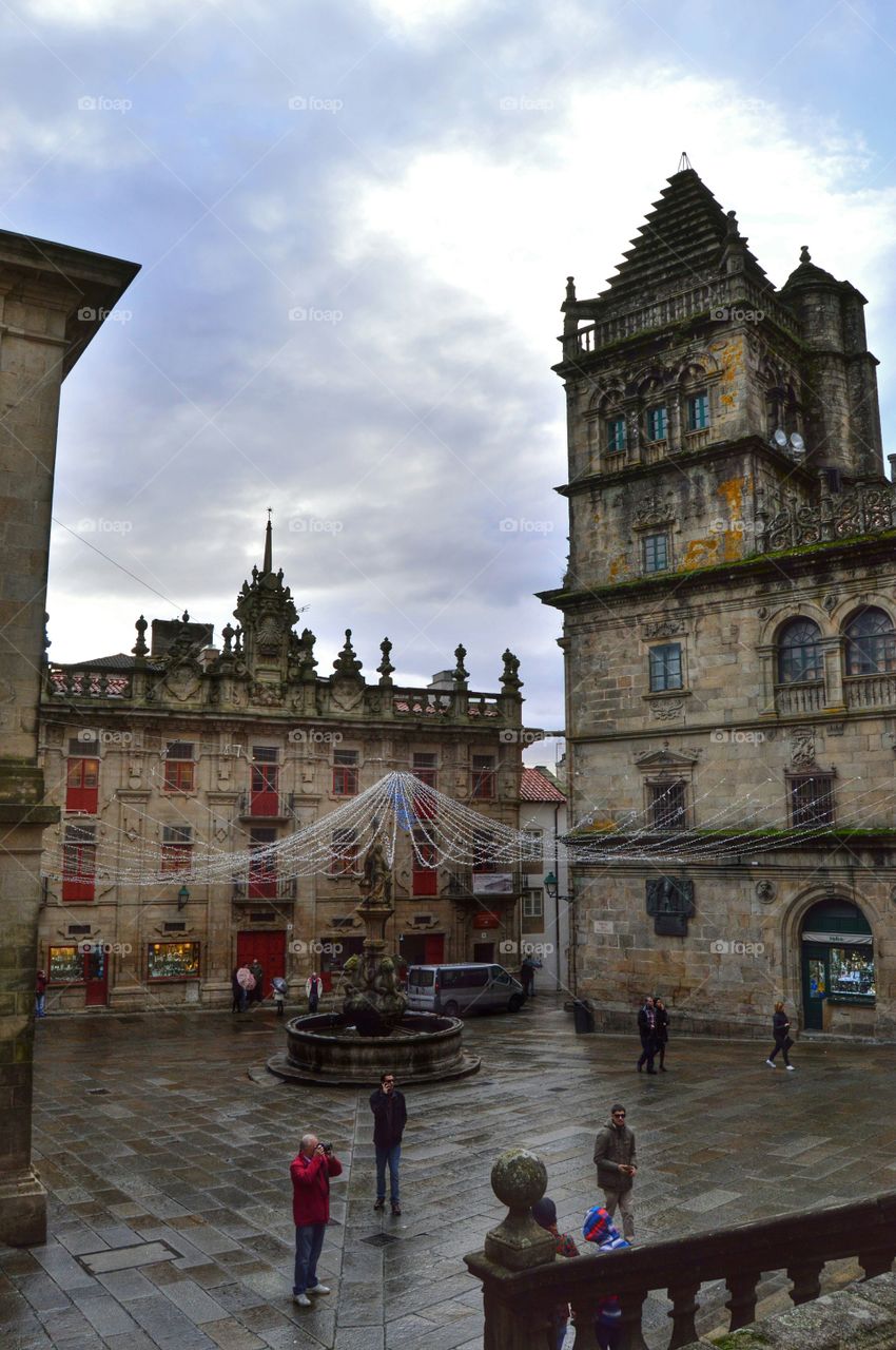 View of Platerías Square from Quintana Square. Santiago de Compostela.