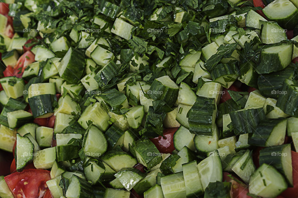 Salad (tomatoes, cucumbers and parsley)