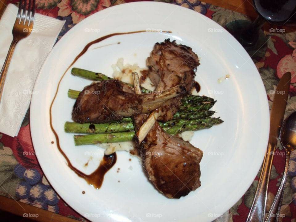 from your backyard to the table all created from the farm. Rack of lamb