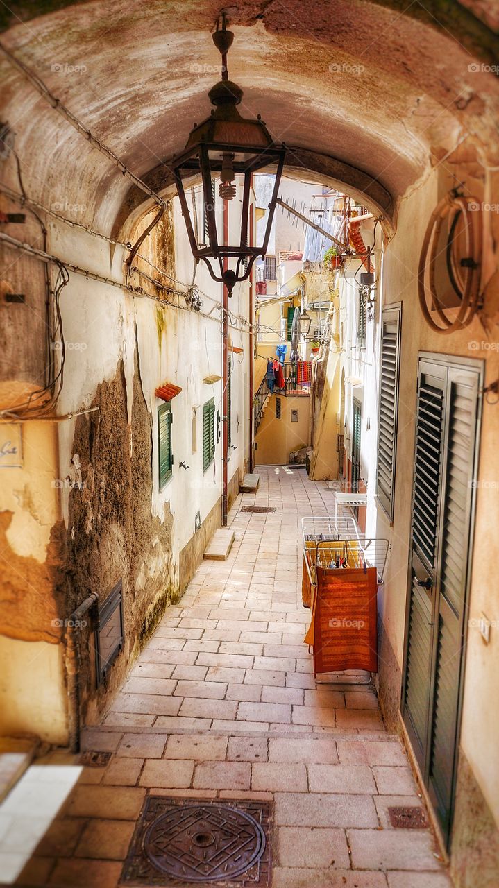 Old houses with peeled wall