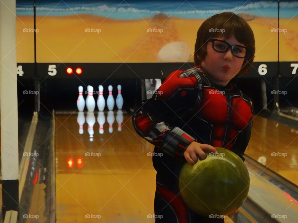 Young Boy In Bowling Alley