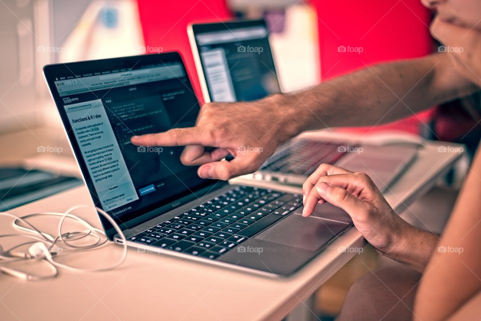 Pointing to the computer screen