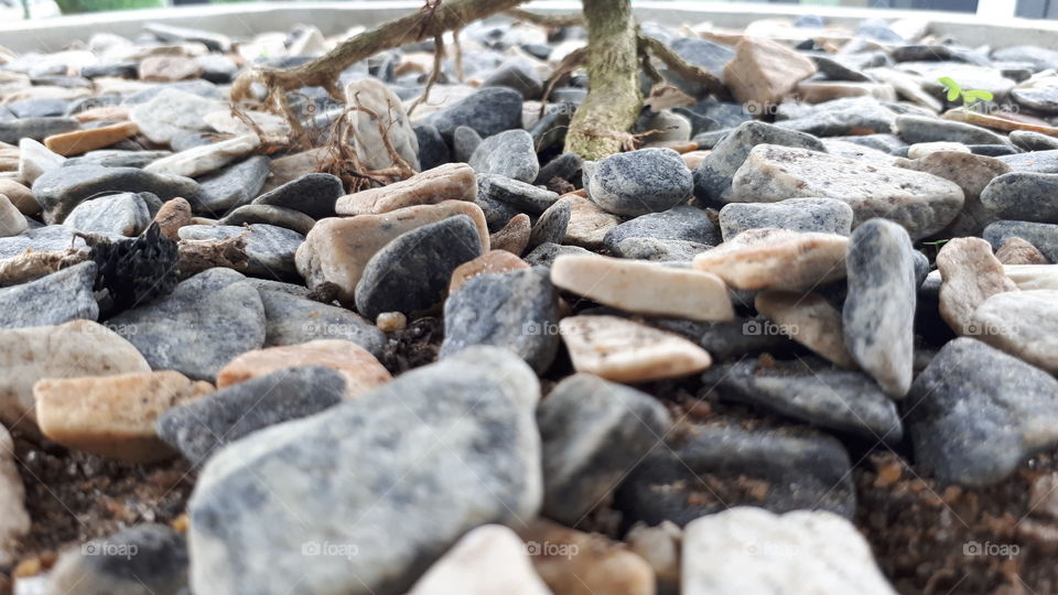 Black and white stone pebbles