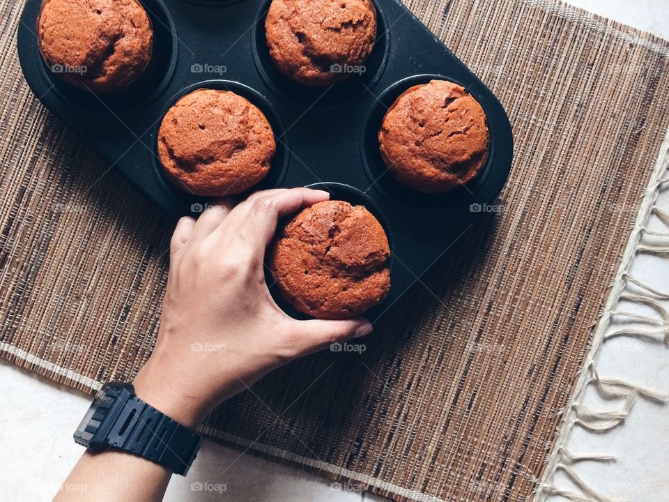 Elevated view of cupcake