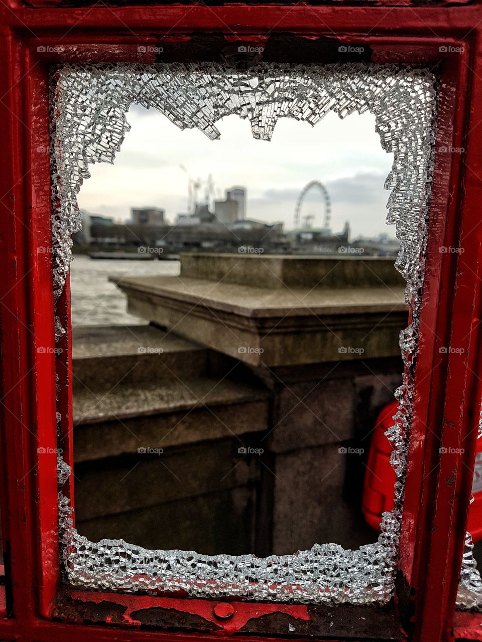 through the broken glass