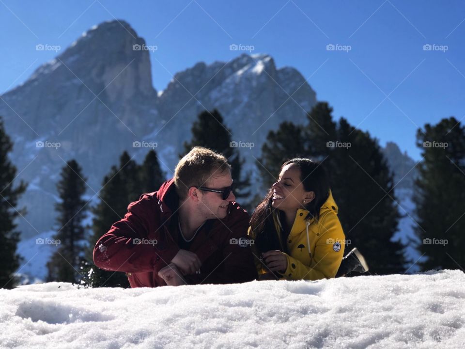 Couple looking at each other