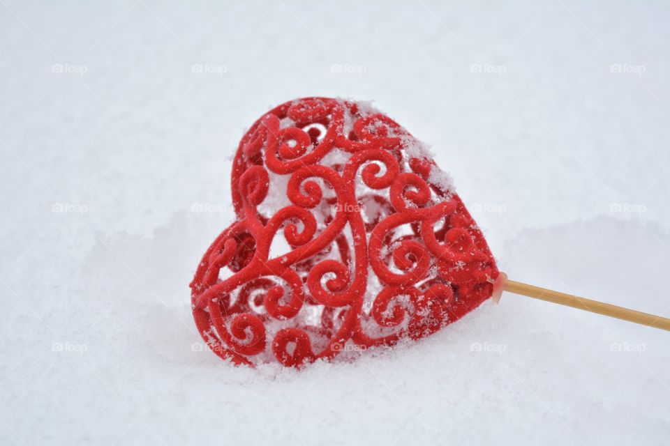 red heart in the snow February