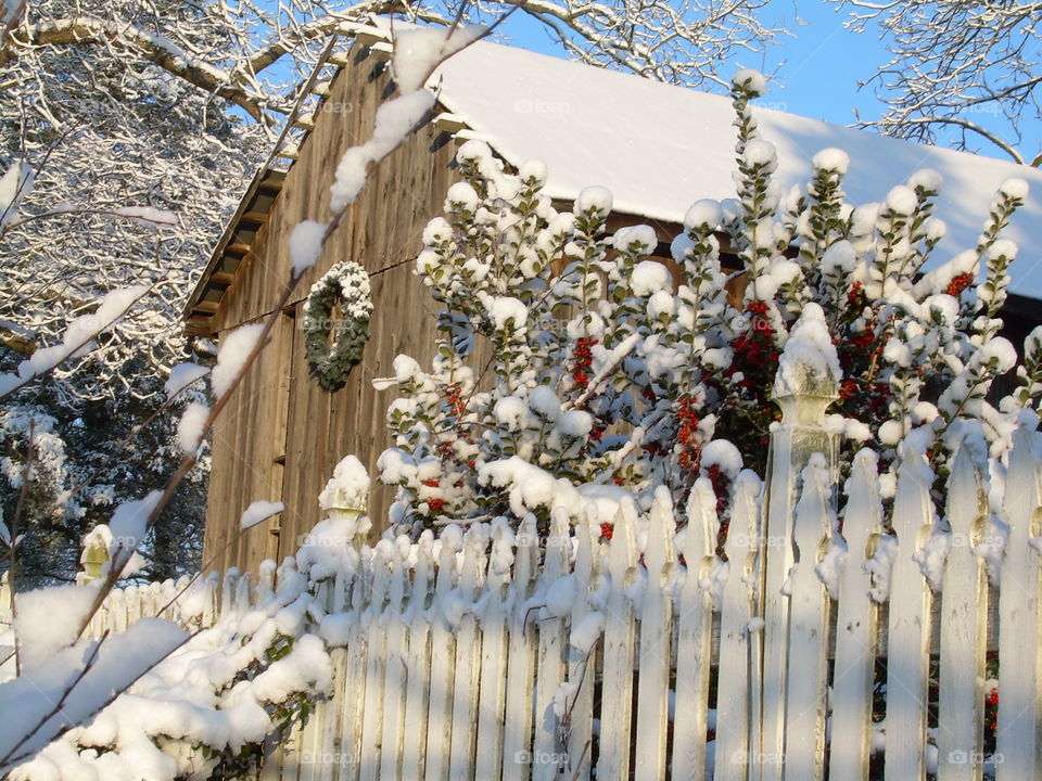 Barn with snow