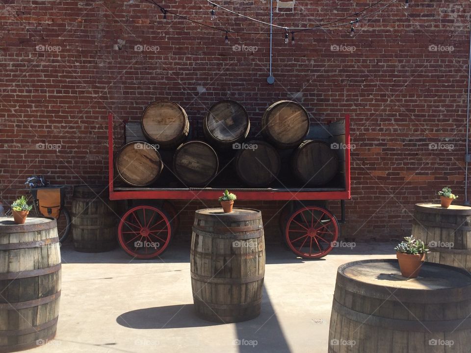 Whiskey in a barrel. Decorative wood whiskey barrels