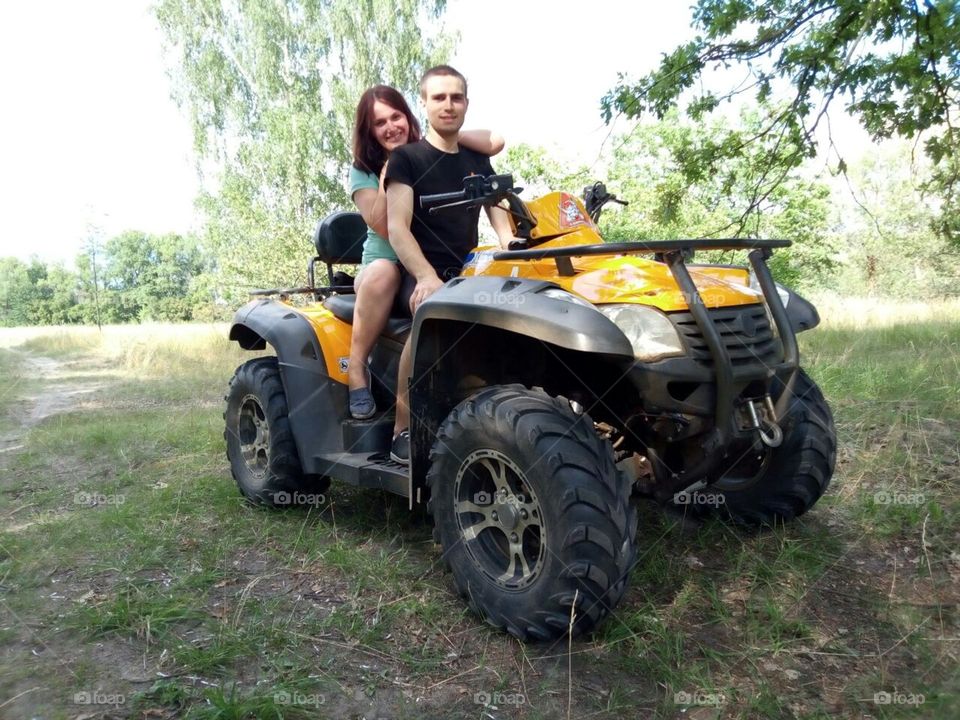 ATV ride in the field on a sunny day