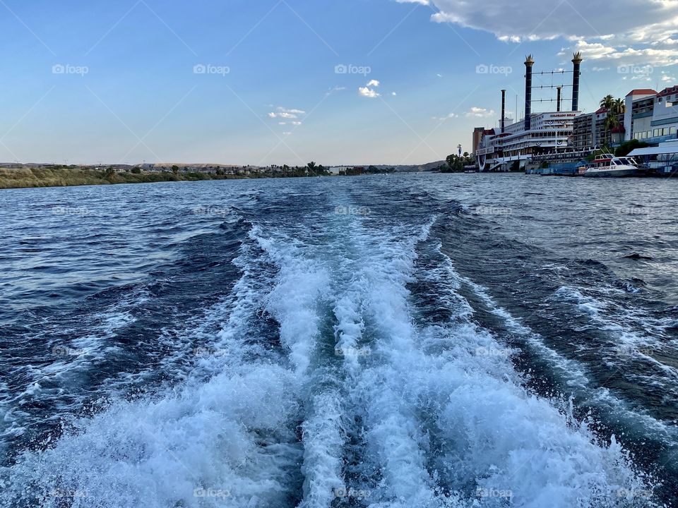 Riding on a water taxi along the Colorado River in Laughlin Nevada  