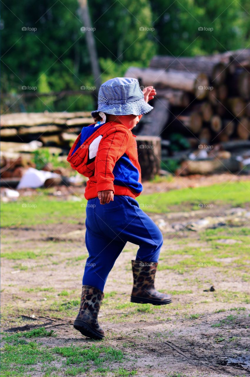 Little boy with a blower series