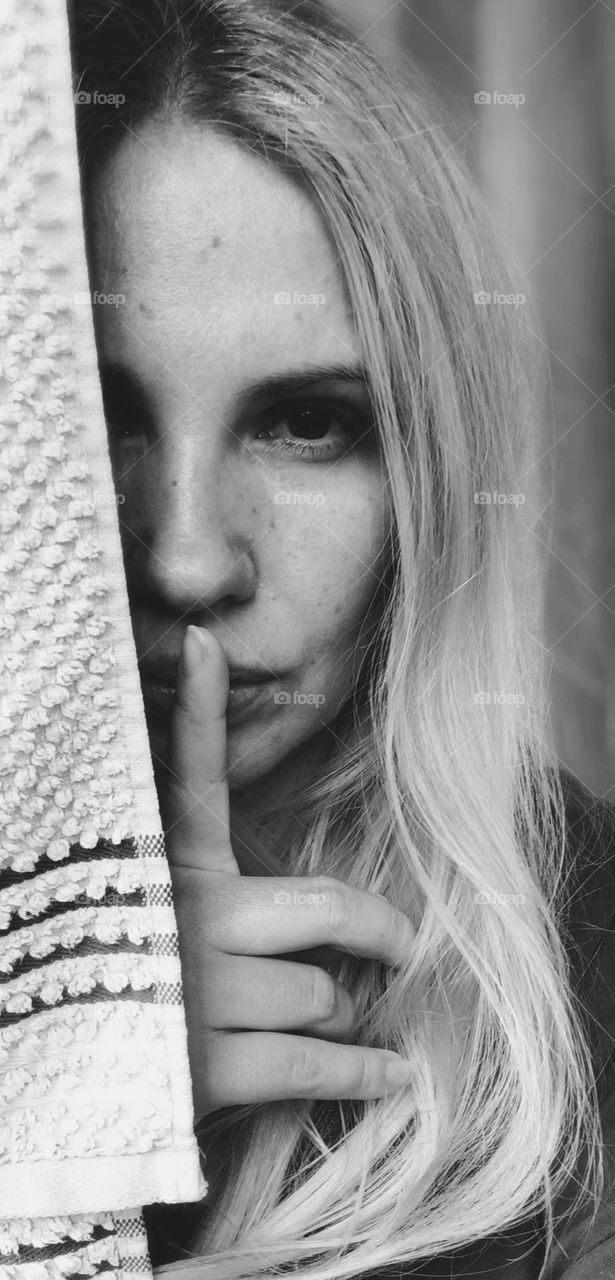 black and white selfie photo of a girl