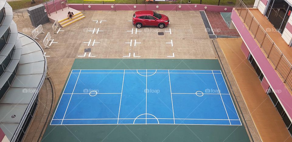 car parking and play ground in rectangle shape