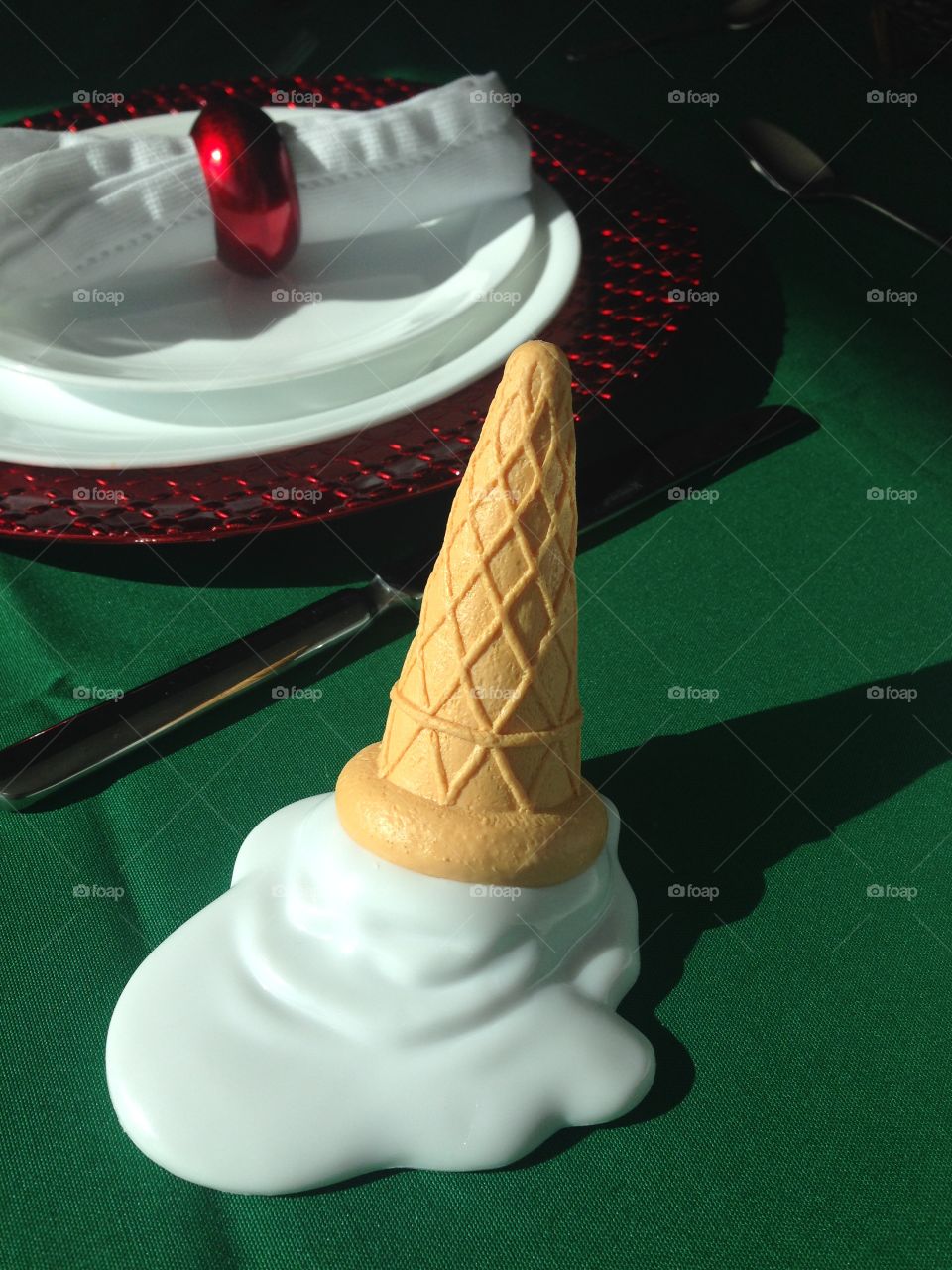 Melted ice cream cone chaotic scene 