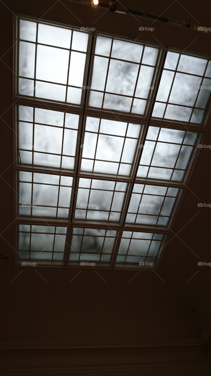 abstract, roof light, foggy and grey.
