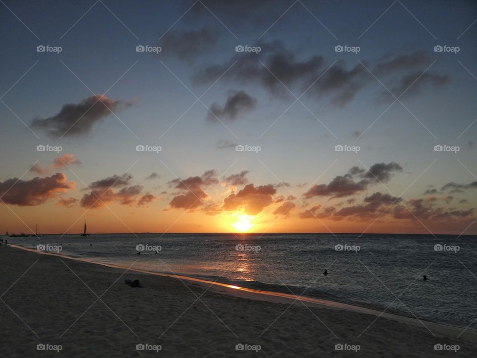 Sunset at Eagle beach