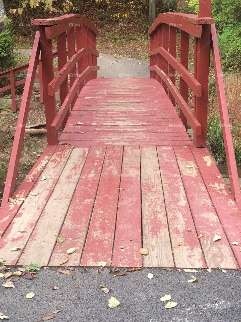 Red wooden bridge