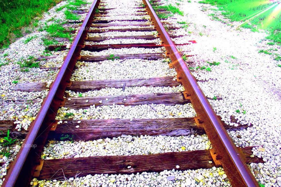 Antique railroad in bright sun