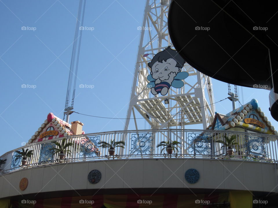 Hanayashiki Amusement Park, Asakusa, Tokyo, Japan.  Bumblebee Character, Rides