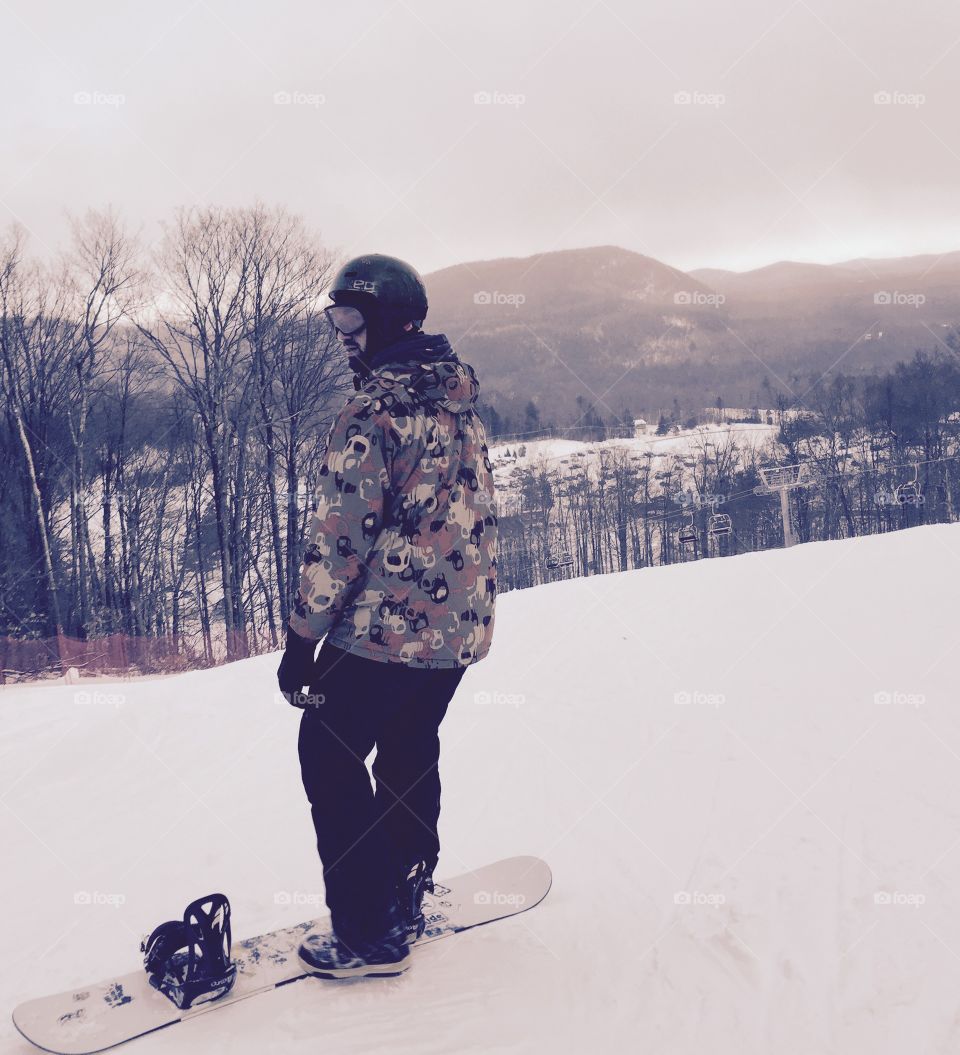 Snowboarding kind of day . Taken while riding on Gore mountain in NY Adirondacks 