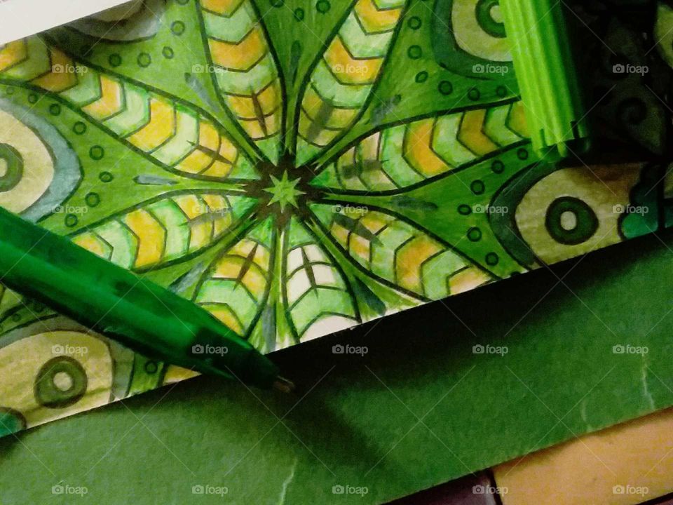 Green Kaleidoscope Pattern