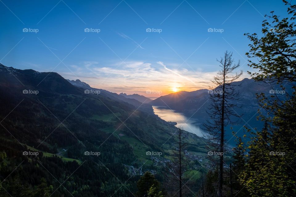 Sunset over a lake