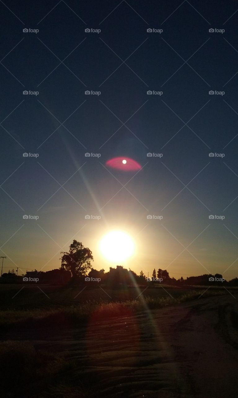 Weird Light Sky UC Merced in the morning from lake Yosemite