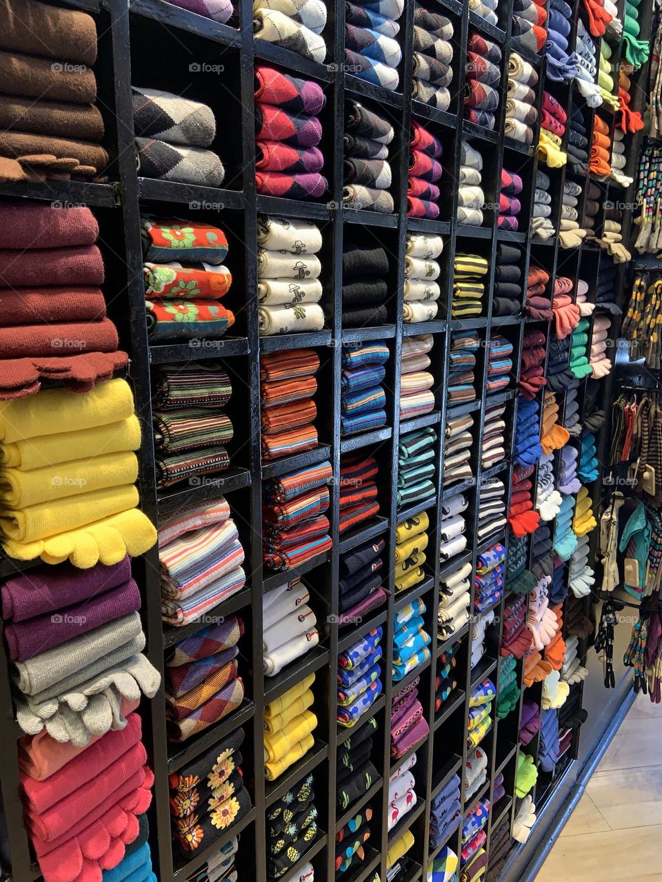 Coloured socks in the shop 