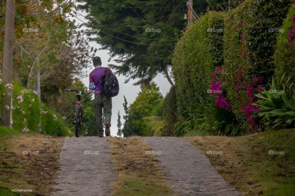 Man waking from  work