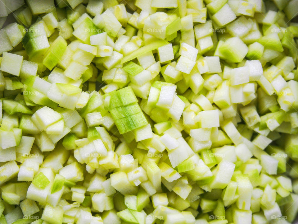 Elevated view of zucchini pieces