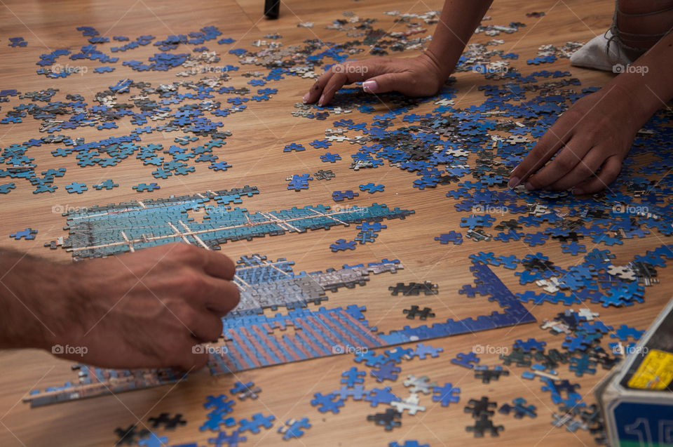 Working together on a puzzle